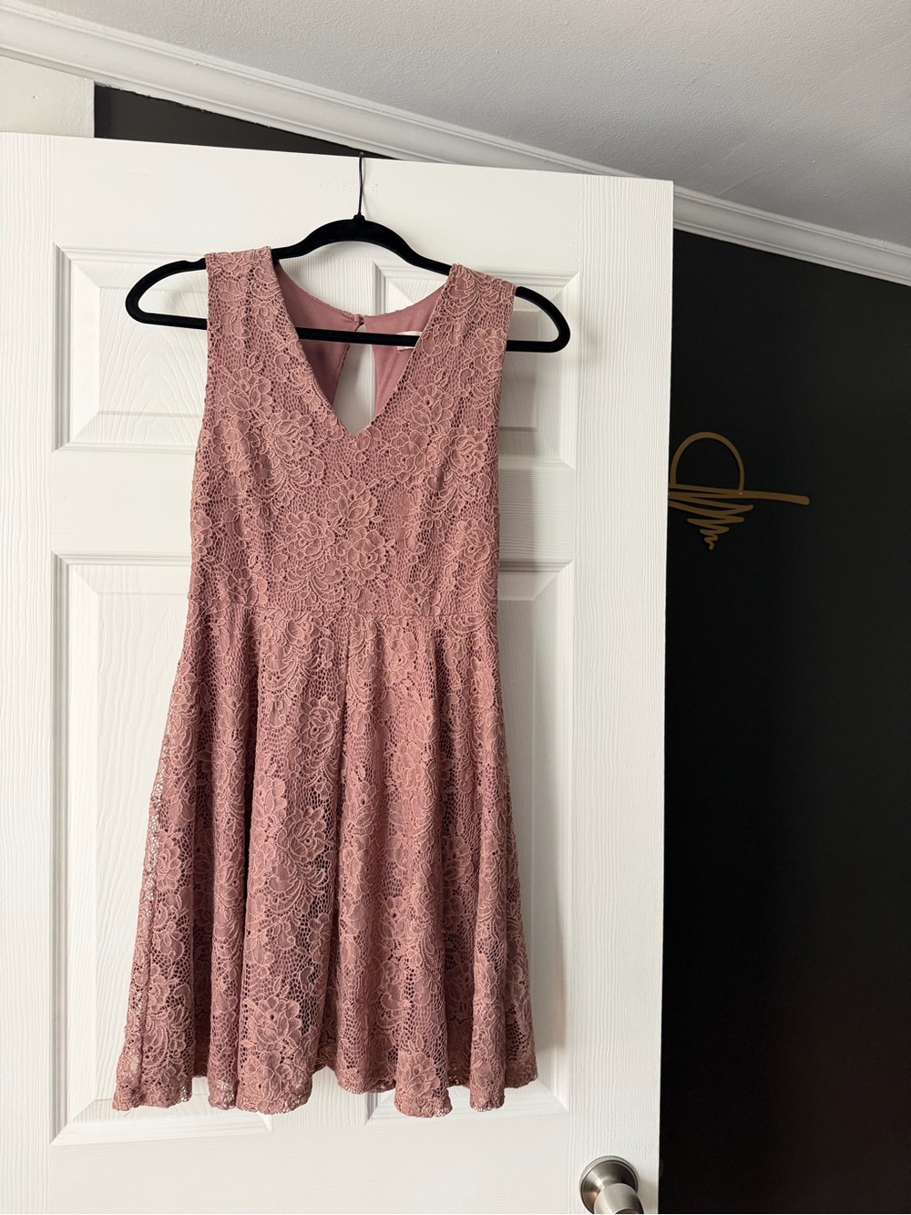 Altar'd State Mauve Lace V-Neck Sleeveless Fit-and-Flare Dress